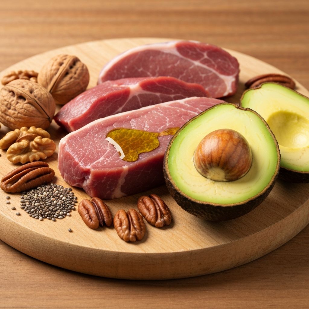 Healthy foods with nuts and lean meat